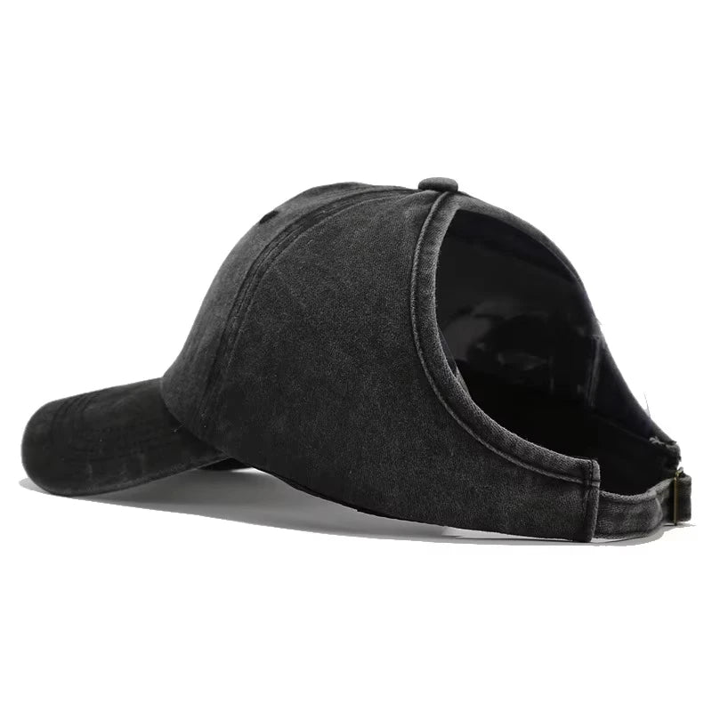 1pc Retro Washed Little Heart Embroidered Ponytail Baseball Cap for Women,Outdoor Sports Adjustable Women's Cap for Daily Wear