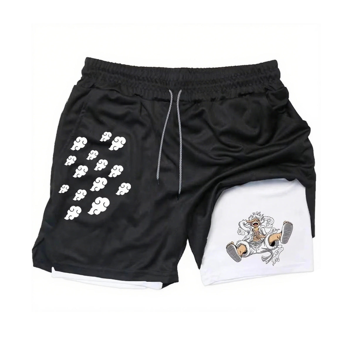 One Piece Summer Anime Men's Shorts Quick-dry Double Layer 2-in-1 Pants Graphic Print Workout Training Fitness Sports Gym Shorts