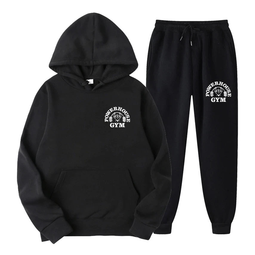 Men Women Tracksuit Hoodies Casual Solid Color Long Sleeve Pullover + Pants Suit Fleece Hooded Sportswear Suit Two Piece Sets