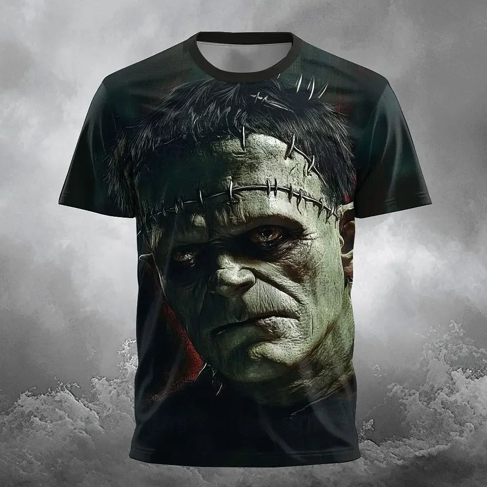 Horror Character 3D Print Men's T Shirt Hip Hop Trend y2k Clothes Casual O-neck Loose Tops Fashion Breathable Short Sleeve Tees