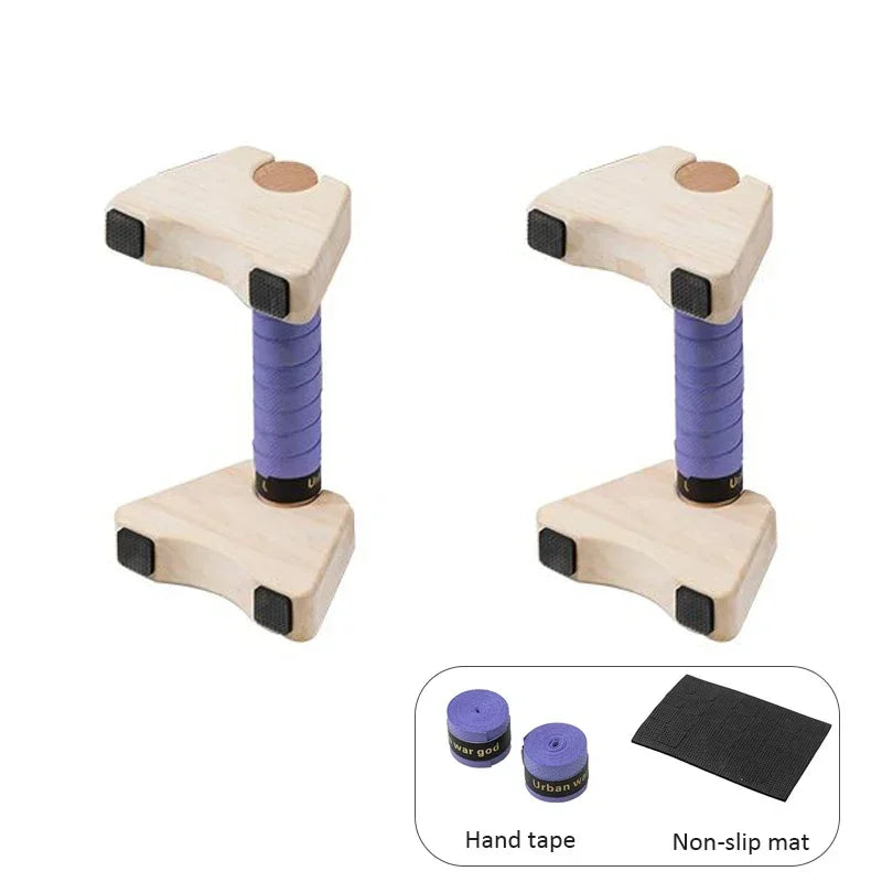 1 Pair Wooden Push-up Bar Stands Gym Push Ups Rack Board Fitness Exercise Body Building Training Handstand Parallel Rod