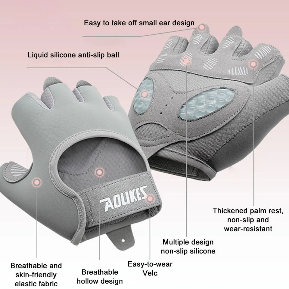 AOLIKES Breathable Cycling Gloves Workout Gym Gloves for Men Women Weight Lifting Fingerless Gloves Training Exercise Fitness
