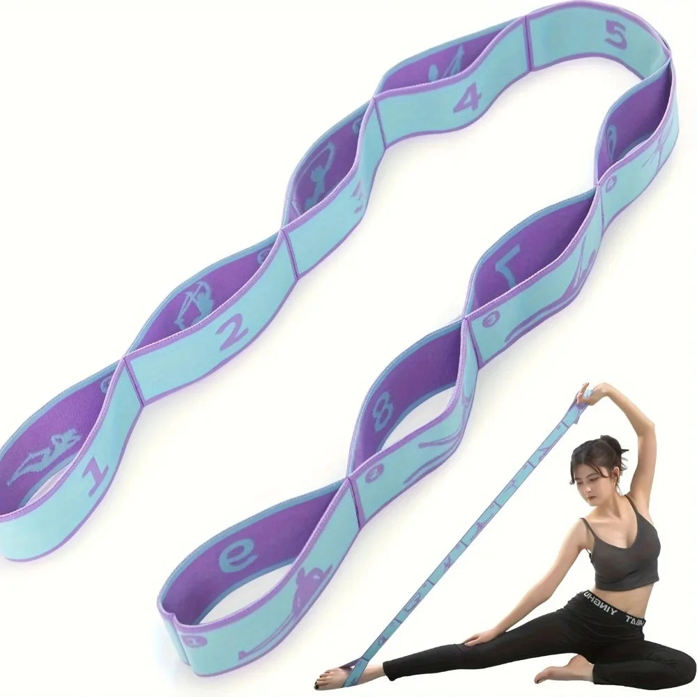 Numbered Resistance Bands Elastic Yoga Strap Multi Loop Stretch Band with Guide for Yoga Pilates Pull-Up Home Workout