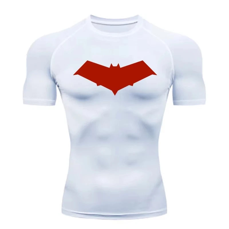 Bat Print Men's Compression T-Shirt Quick Dry Gym Workout Top | Summer Fitness Rashguard for Running & MMA ZY0037