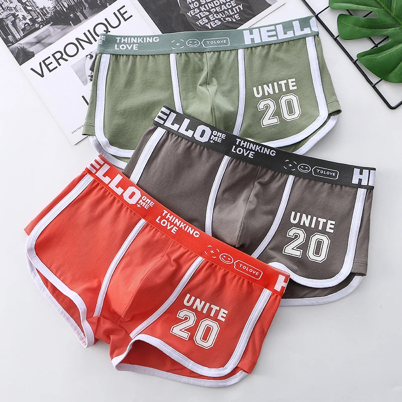 1/3pcs Men Underwear Sports Boxer Shorts Cotton Solid Color Sexy Panties Fashion Breathable Comfortable Underpants Man U Convex