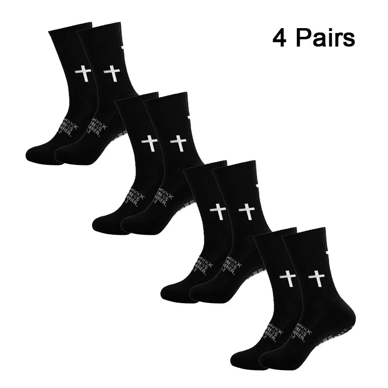 4 Pairs Anti-slip Football Socks Men Woman Breathable Soccer Basketball Tennis Sports Socks Cycling Riding Socks Yoga Sock