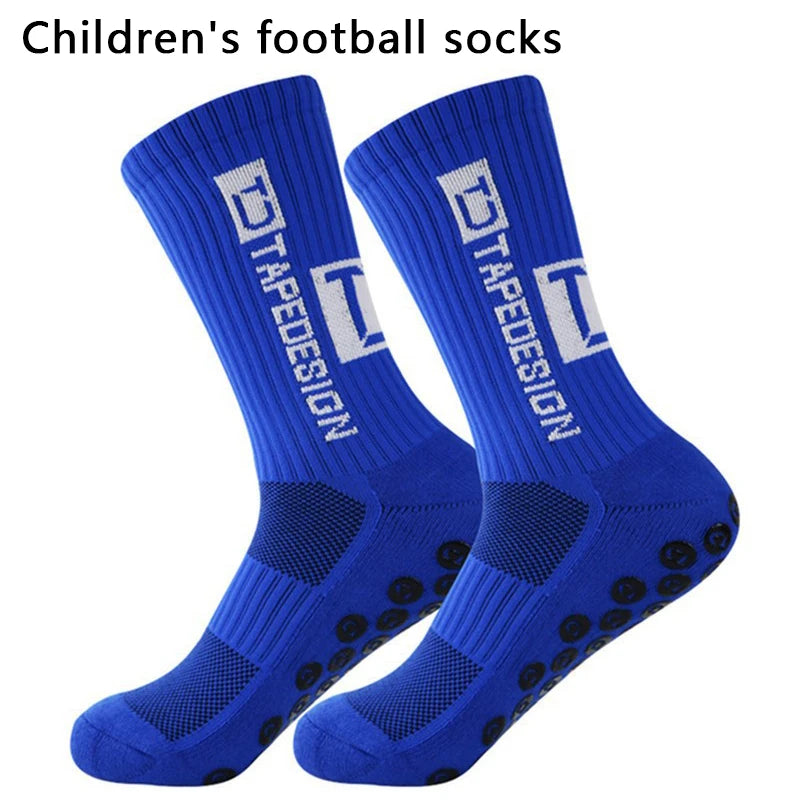 Kids Anti-Slip Football Socks - 1 Pair Breathable Athletic Grip Socks for Soccer Training & Sports 