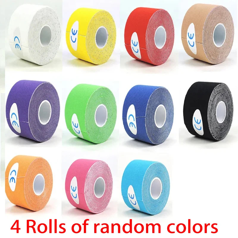 4 Roll Ride Force Kinesiology Tape Athletic Recovery Self Adherent Wrap Taping Medical Muscle Pain Relief Knee Pads Protector