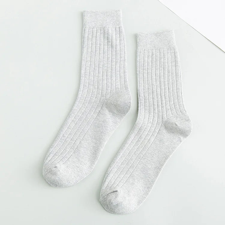 Autumn Winter Pure Color Mens Socks Cotton Warm Black and White Happy Socks Male Gifts for Men EUR 39-44 387