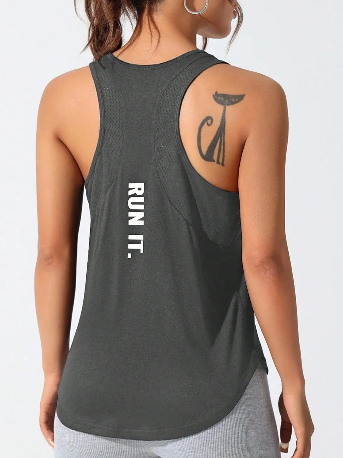 Women's Stitched Letters Quick-Drying Sports Vest, Breathable Net yoga Sportswear, Tennis Uniform Cycling Suit, Daily Wear