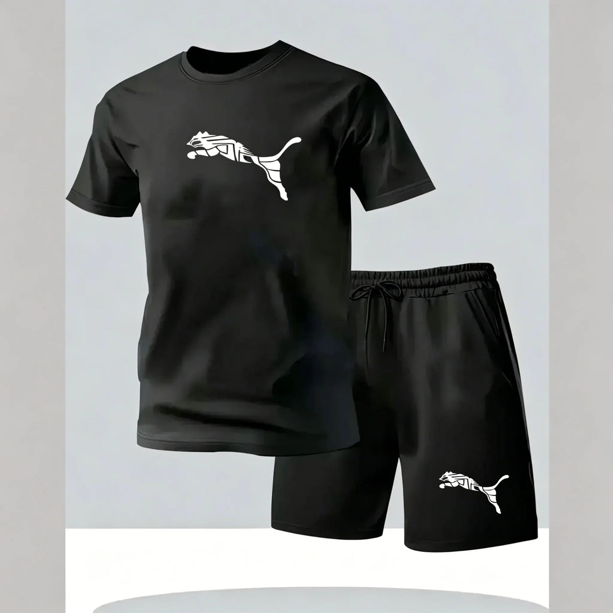 Men's new fashionable casual T-shirt shorts two-piece set 2026 men's summer outdoor sports breathable set breathable mesh