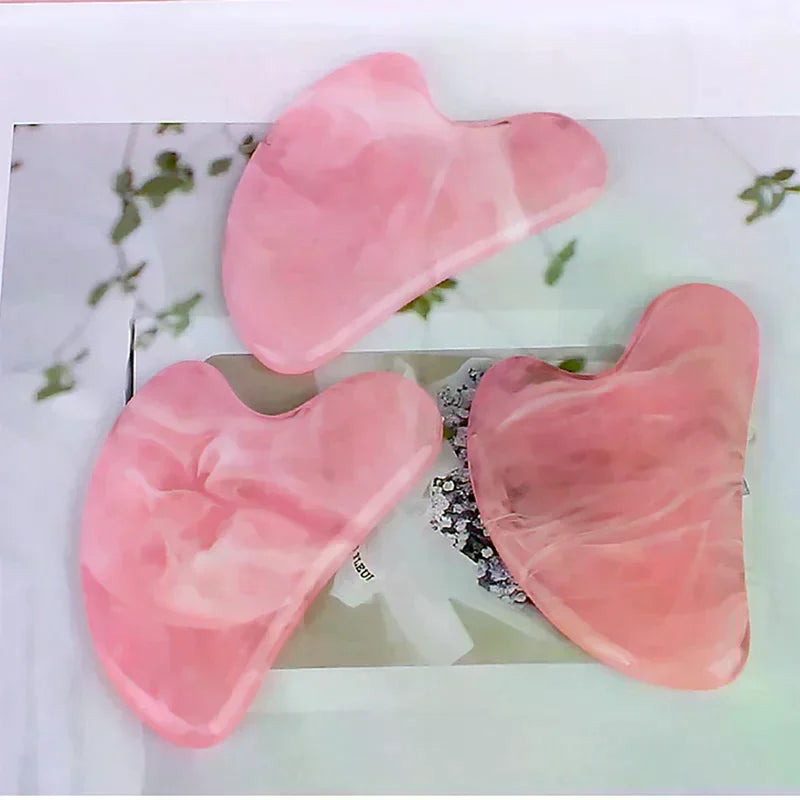 Natural Resin Gua Sha Massage Board Rose Quartz Guasha Plate Face Massager Scrapers Tools For Face Neck Back Body