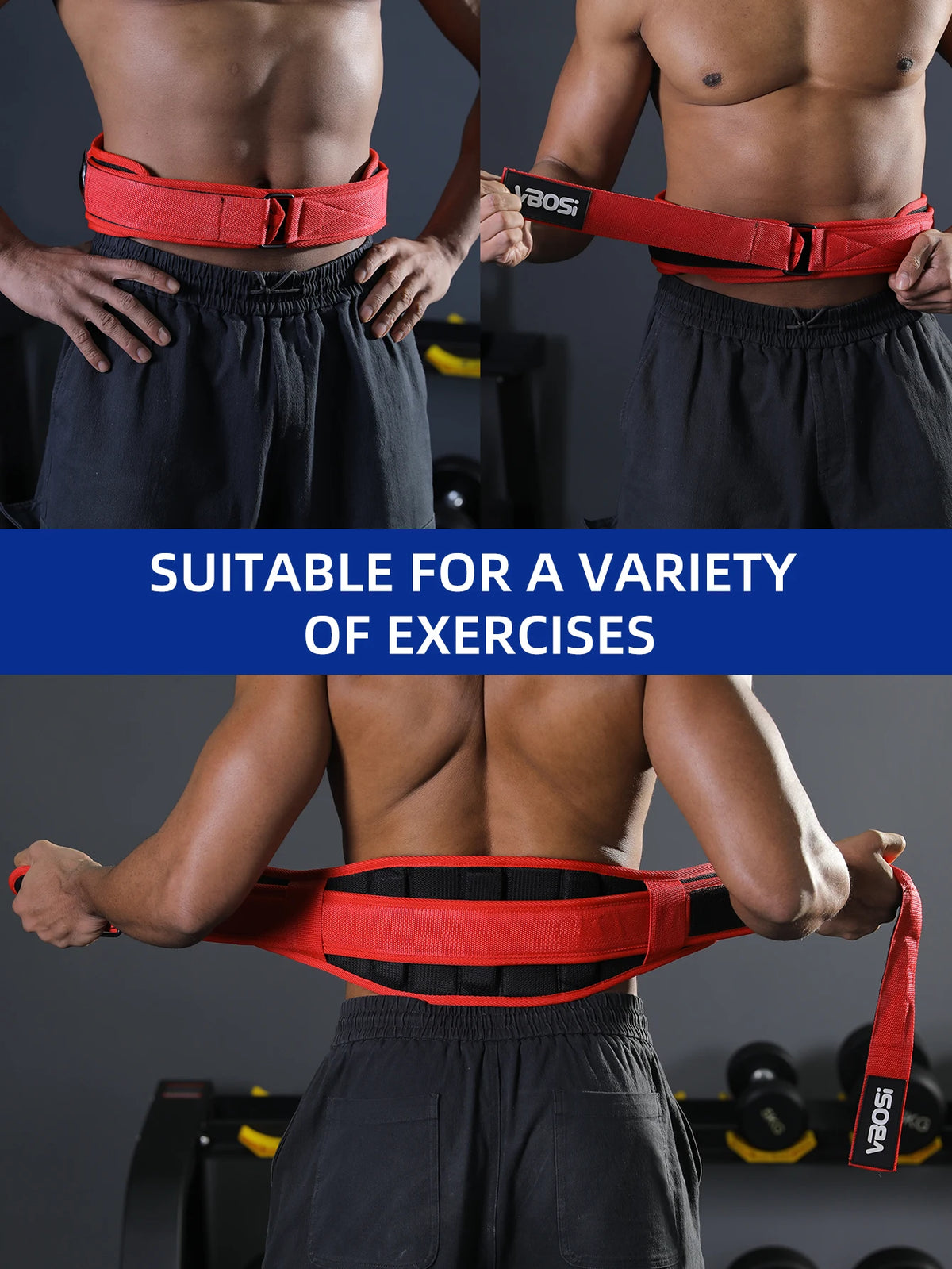 VBOSi Adjustable Premium Weightlifting Belt, Men & Women Waist Support for Deadlifts, Strength Training & Functional Fitness