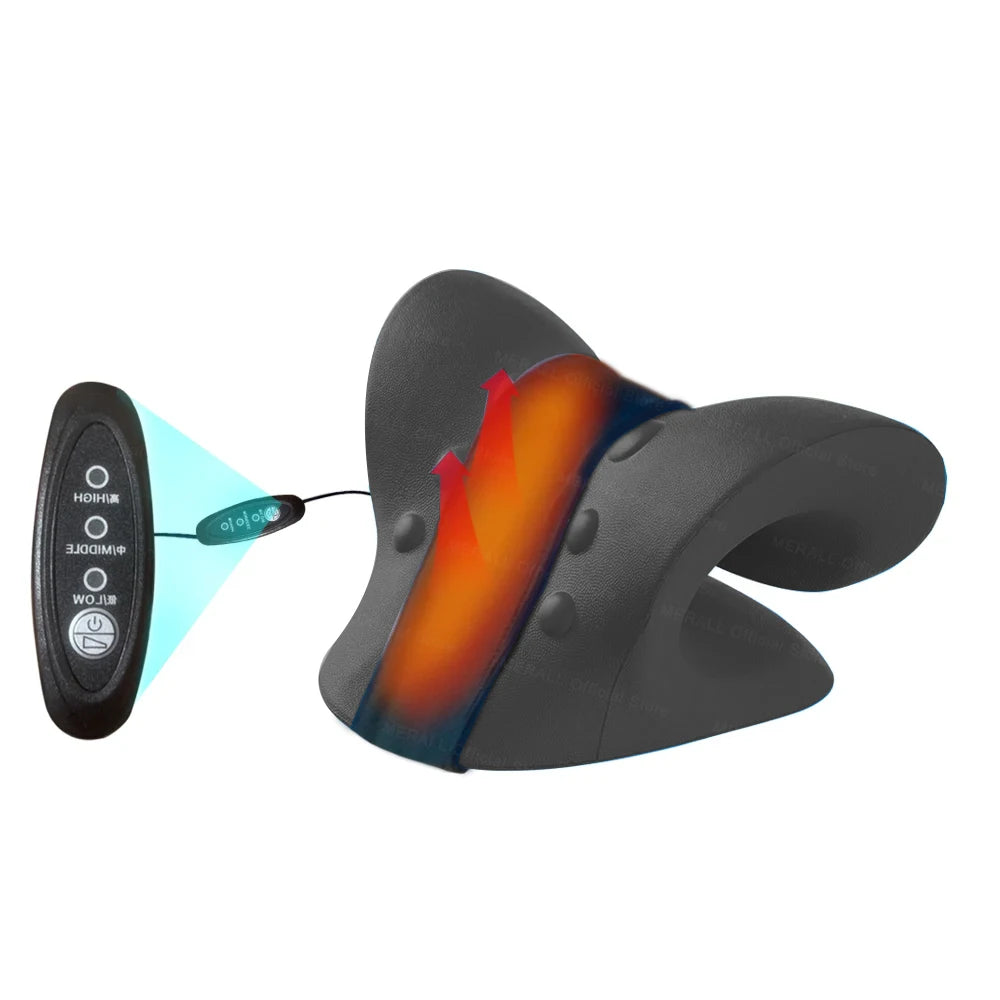 Heated Neck Stretcher for Neck Pain Relief Orthopedic Cervical Traction Device Pillow Heating Shoulder Relaxer Shiatsu Massager