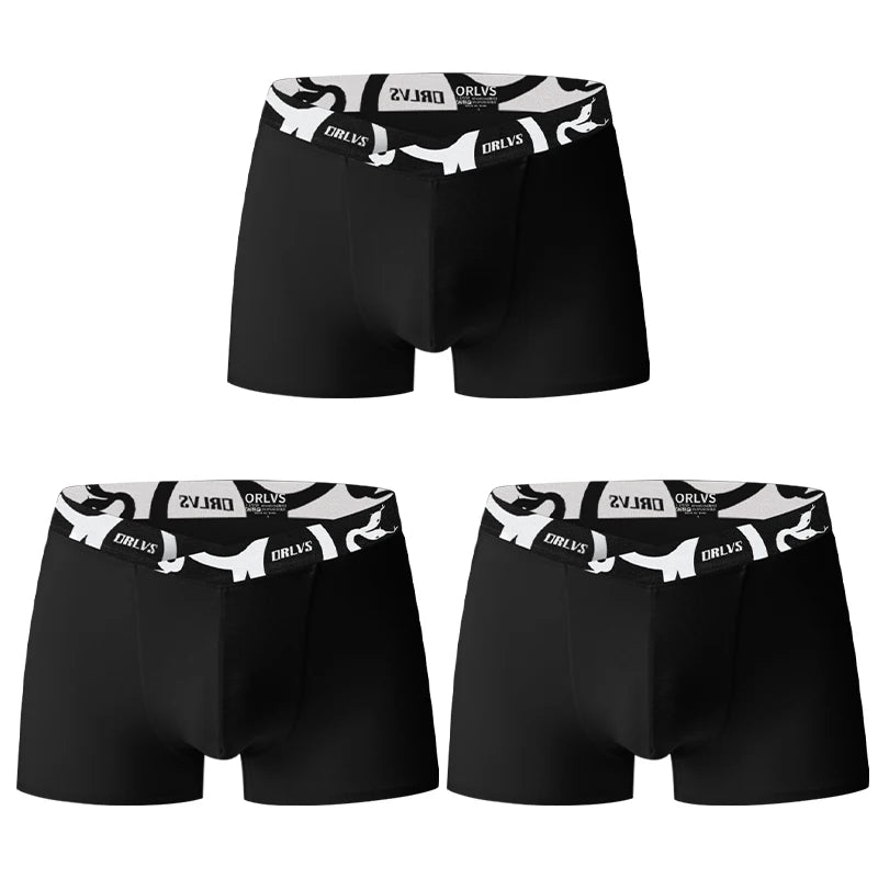 ORLVS Soft Modal Men's Underwear Big V Cut Boxer Briefs No Roll Waistband Trunks with Double Layer Crotch for Daily & Sports