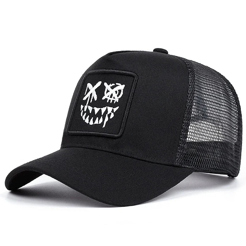 Unisex XX Smiling Face Embroidery Baseball Net Caps Spring and Summer Outdoor Adjustable Casual Hats Sunscreen Hat