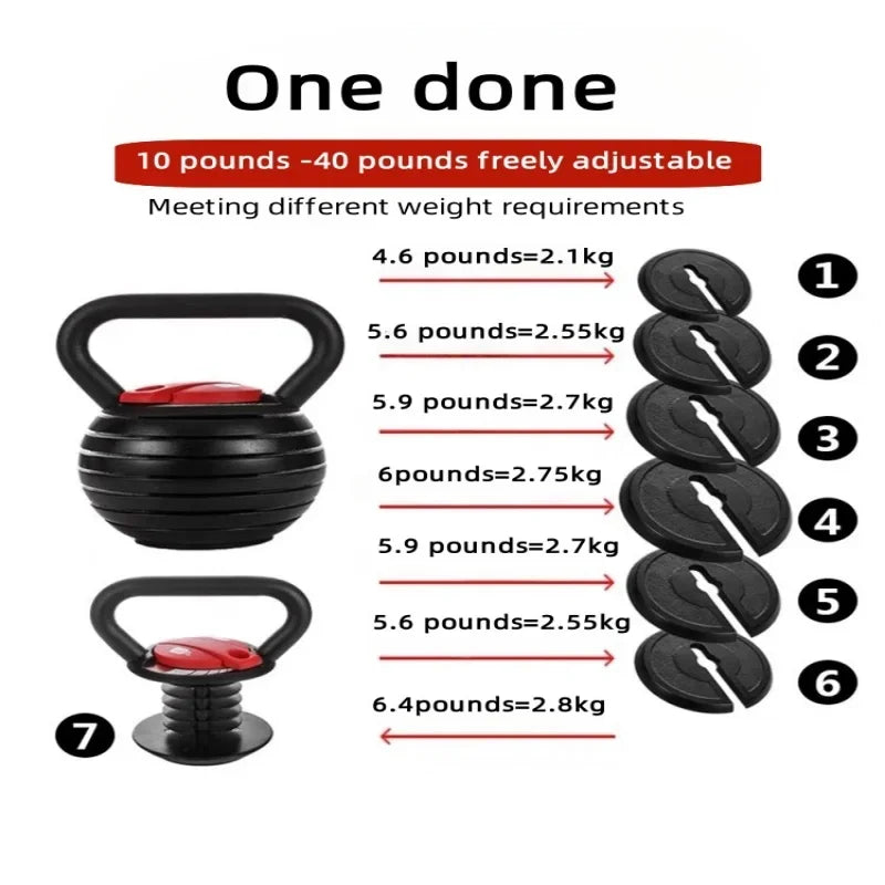 Kettlebell portable adjustable weight hip training equipment for men and women 40 kilograms Fitness and Body Building Kettlebell