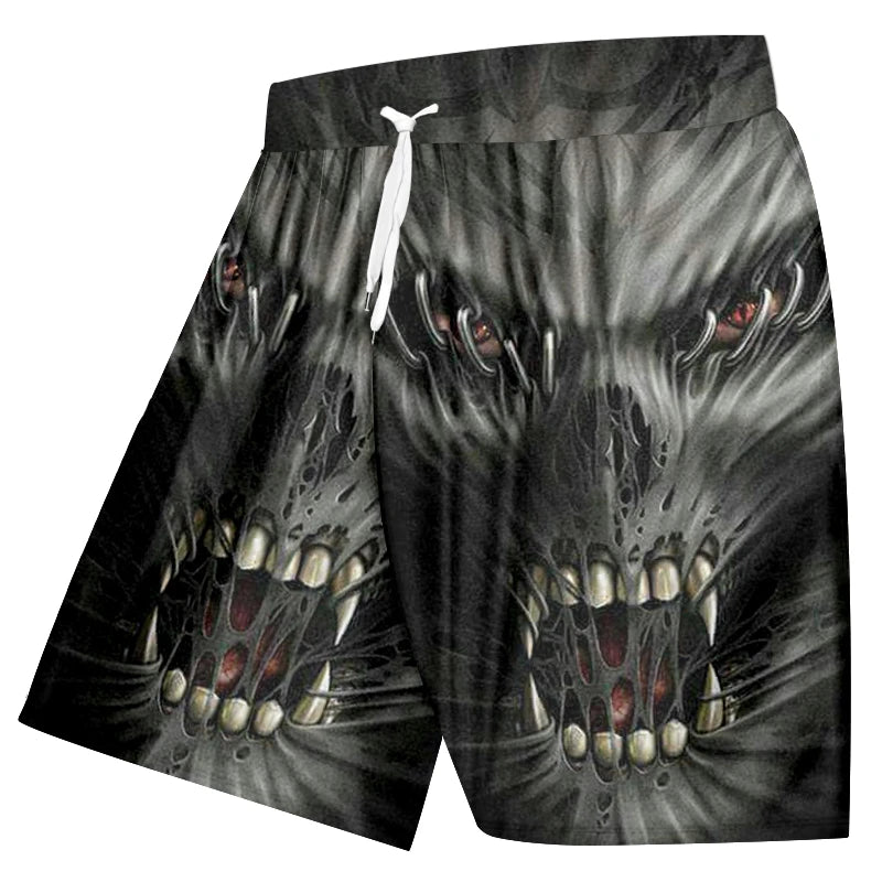 Men's swimming trunks 3D skull print beach shorts quick-drying outdoor leisure sports shorts swimwear fashion men's shorts