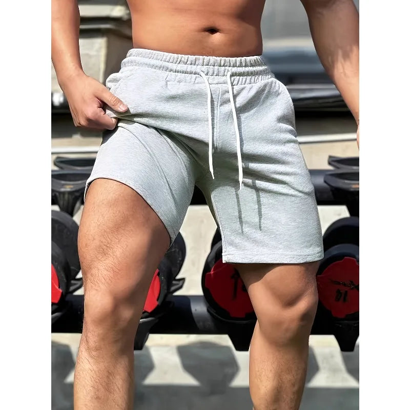 Comfortable cotton shorts men's casual micro-elastic elastic belt drawstring shorts fitness training comfortable and fashionable