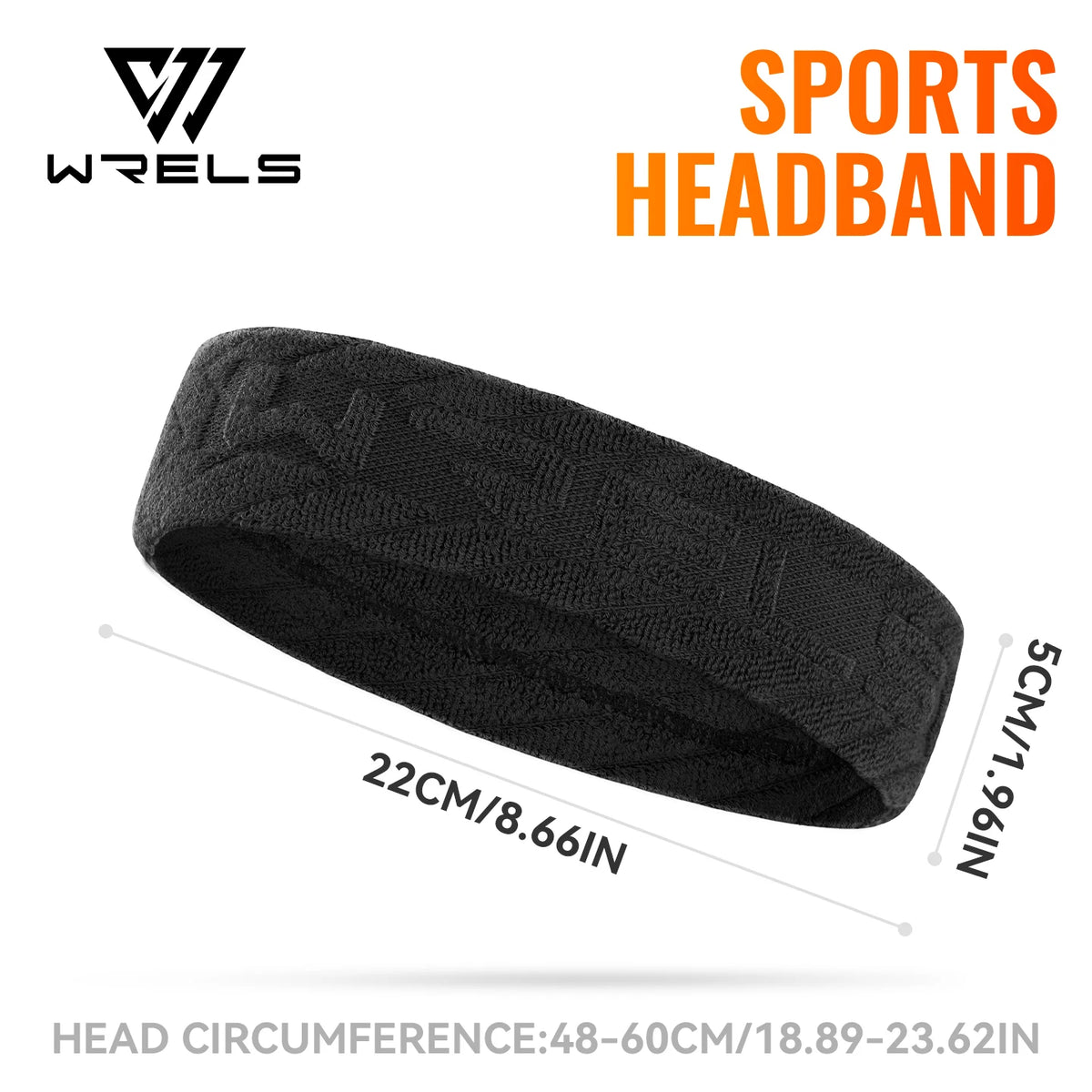WRELS Sports Headband Absorbent Sweatband Breathable Hair Band Men Women Basketball Tennis Running Fitness Gym Yoga Hairband