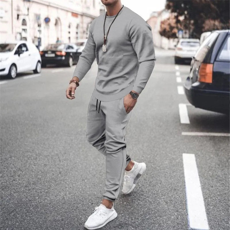 Men's 2025 popular Two-Piece Jogger Sports Suit Warm Autumn Winter Tracksuit Set with Running Sweatshirt And Sweatpants