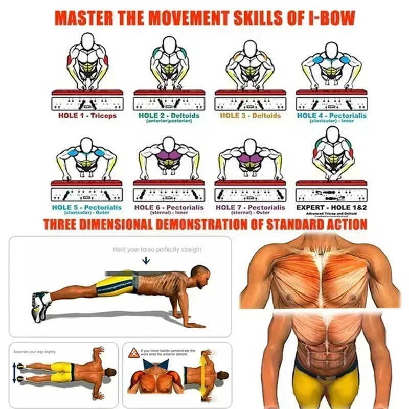 Multifunctional Push-Up Board - Fitness and Muscle Training Equipment, Home Exercise Set Foldable Push-Up Rod,Resistance Device