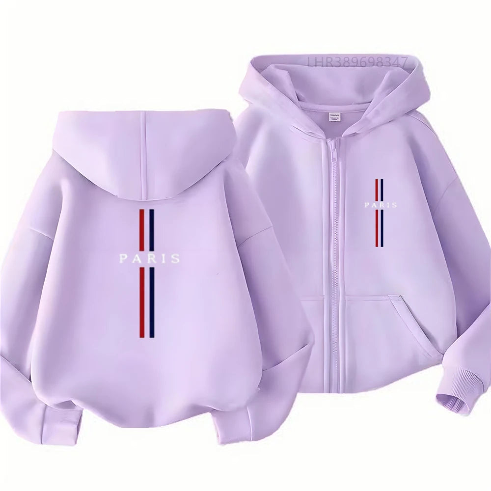 Children Coat Zipper Style Hoodies Girls Boys Age 3-12 Kids Fashion Black Pink Autumn Long Sleeves Clothing Brand Printing