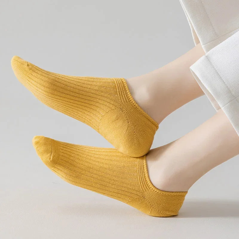 10 Pairs Women's Boat Sock Thin No Show Socks Non-Slip Solid Socks Slippers Simple Breathable Comfortable Casual Ankle Sox