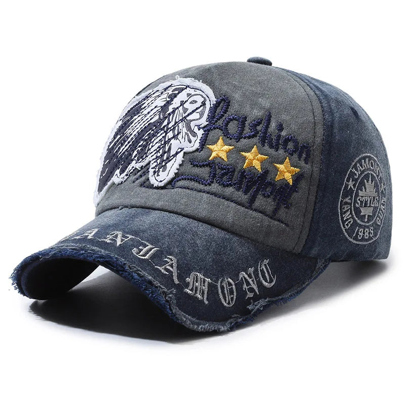 Unisex Washed Cotton Vintage Cap Letter Embroidery Baseball Cap Men And Women Outdoor Sports Hats