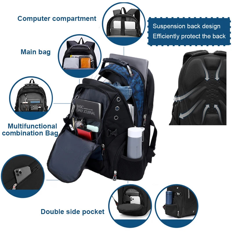 Waterproof Large Travel Backpacks for Airplane 17/20 Inch Laptop Backpack for Men Fashion Japanese School Bag Girls Male Mochila