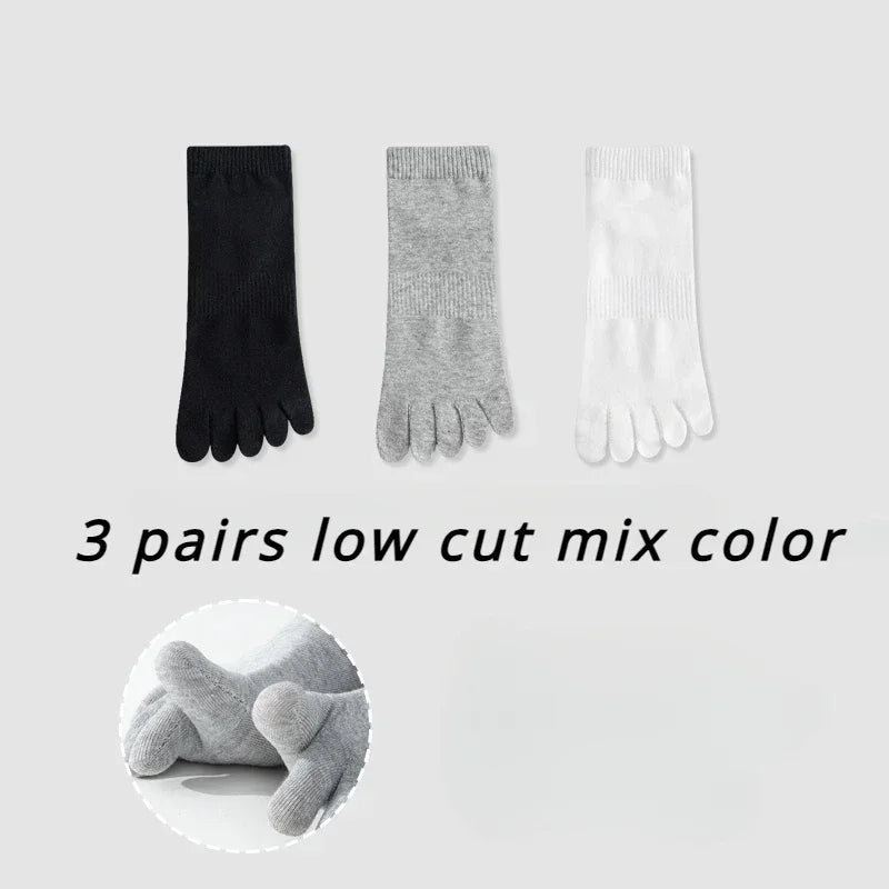 3 Pairs High Quality Cotton Toe Socks Men Five Finger Socks Men Anti-slip Crew Ankle Socks with Separate Fingers Men Comfortable