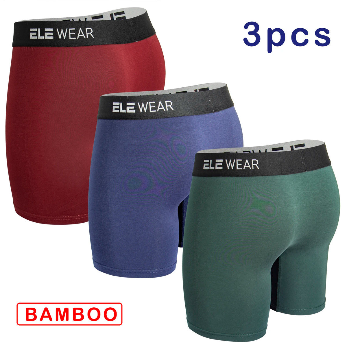 Bamboo Men's Underwear Long Sports Underwear, Moisture-Wicking, Boxer Briefs For Men