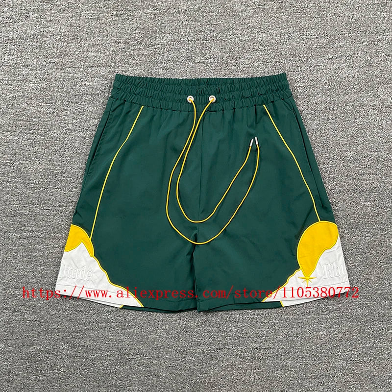 2026 Latest Style Men's Rhude Print Casual Shorts Loose Fit Nylon Drawstring High Quality Beach Sports Shorts Quick Delivery