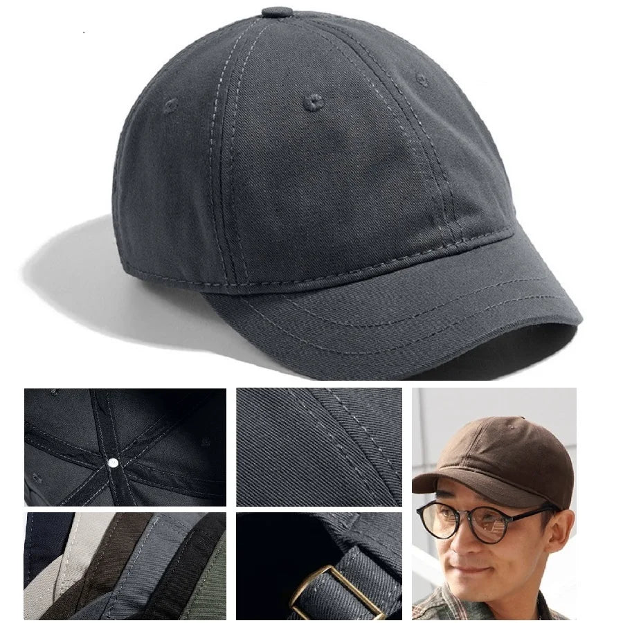 Short Bill Baseball Caps for Men Women Plus Size Big Head Mesh Summer Breathable Short Brim Trucker Hat Running 56-60cm 60-65cm