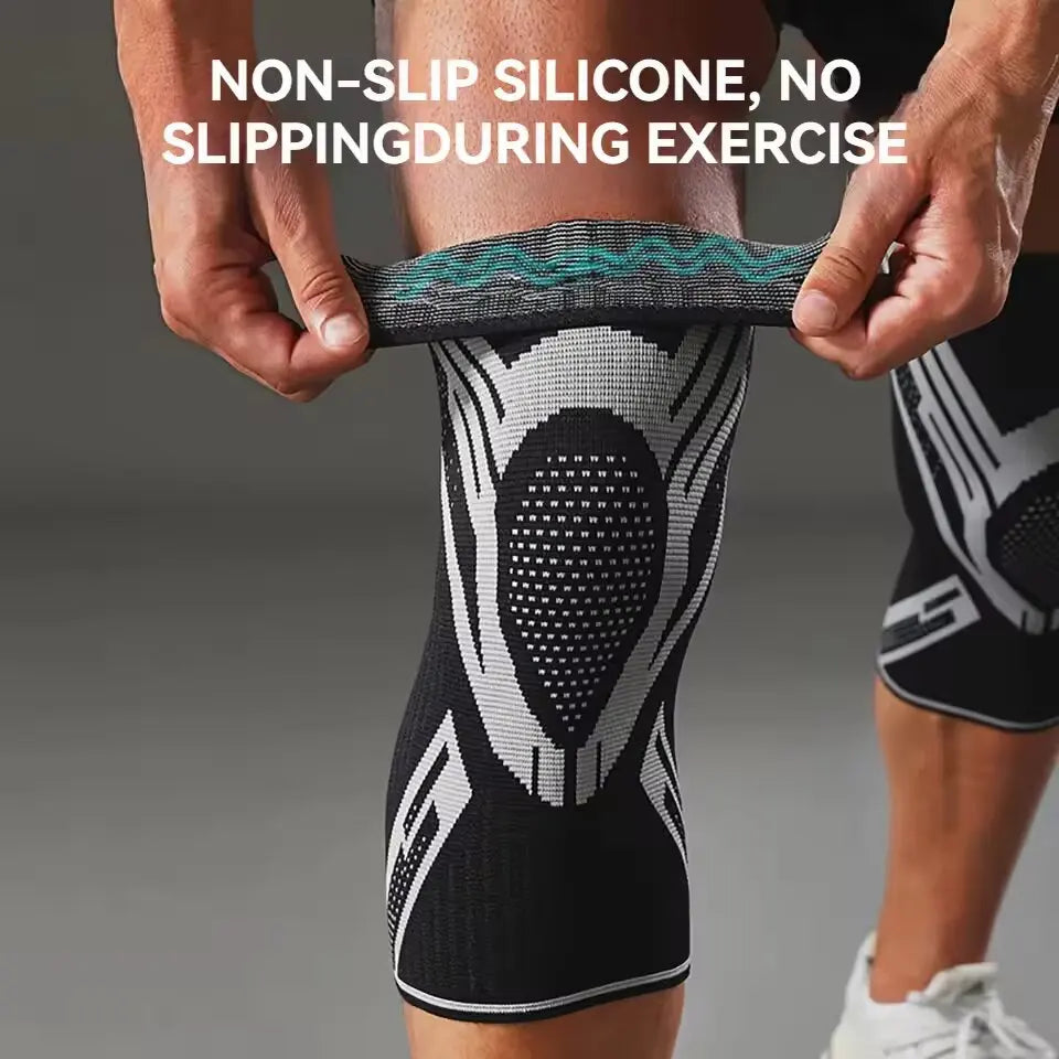 1 Pc Compression Knee Support Sleeve Elastic Breathable Knee Pads Brace Springs Gym Sports Protector Basketball Volleyball Run