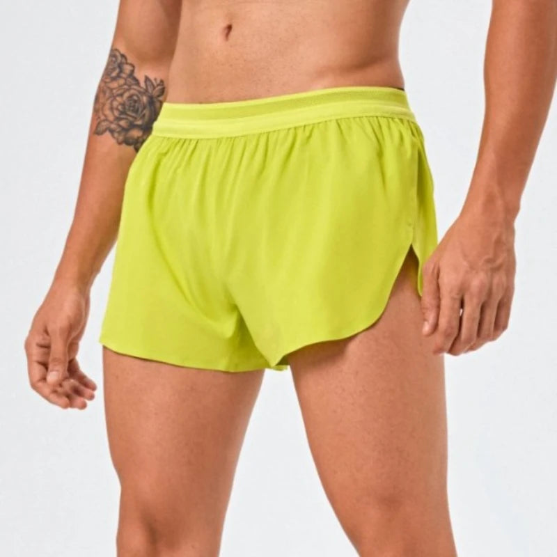 Men Marathon Racing Gym Sports Shorts Anti-escaping Lining Quick Dry Workout Training Fitness Jogging Short Arrow Pants