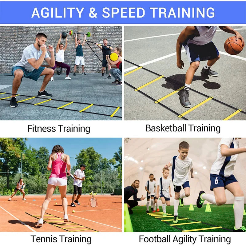 Professional Agile Ladder Heavy Duty Nylon Training Ladder Anti Slip Rod Foldable Easy To Carry Uses For Sport Training