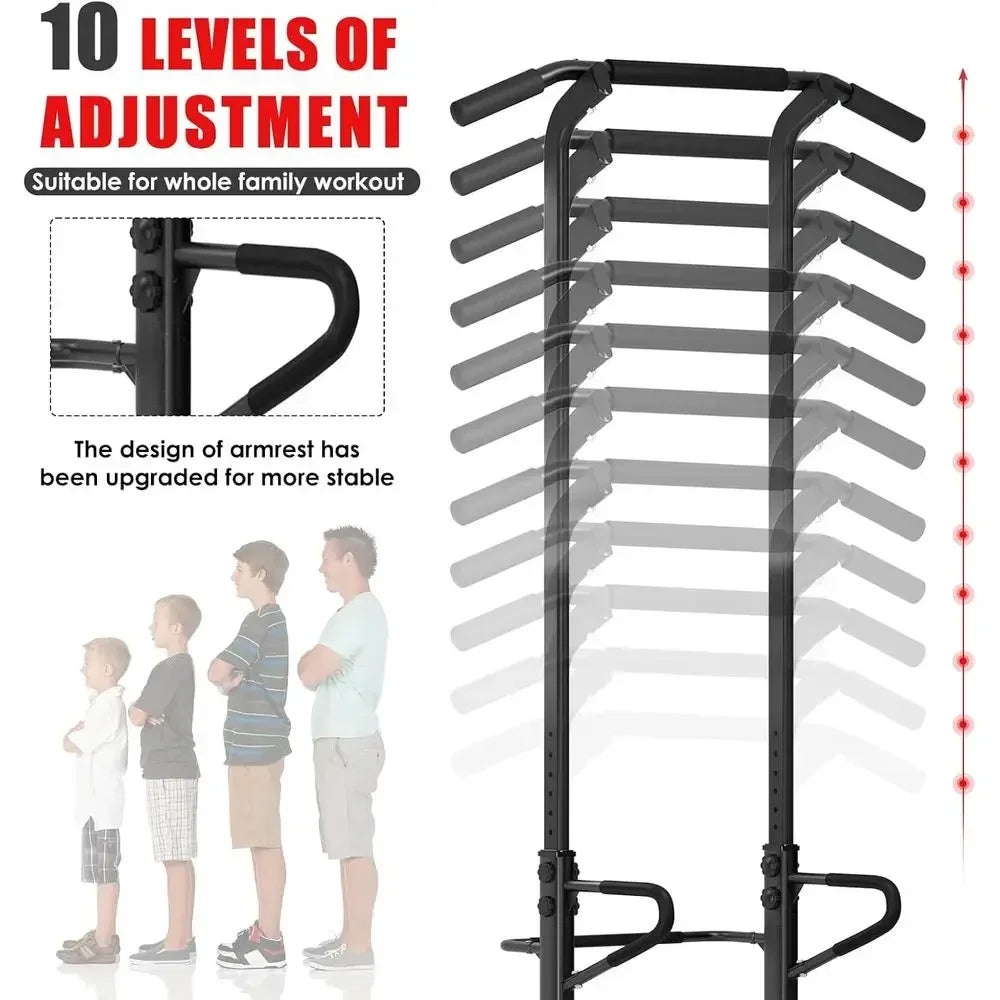 Adjustable Height Dip Station and Pull Up Bar for Home Gym Strength Training