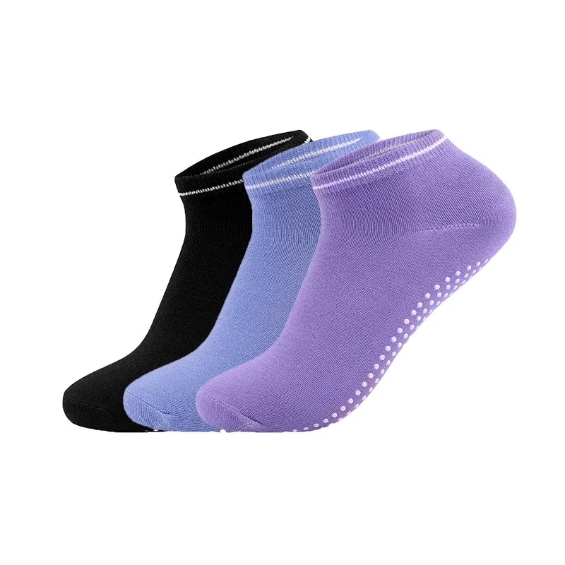 3Pairs/Lot Yoga Socks for Women Non-Slip Grips Straps Bandage Cotton Sock Pilates Pure Barre Ballet Dance Barefoot Workout