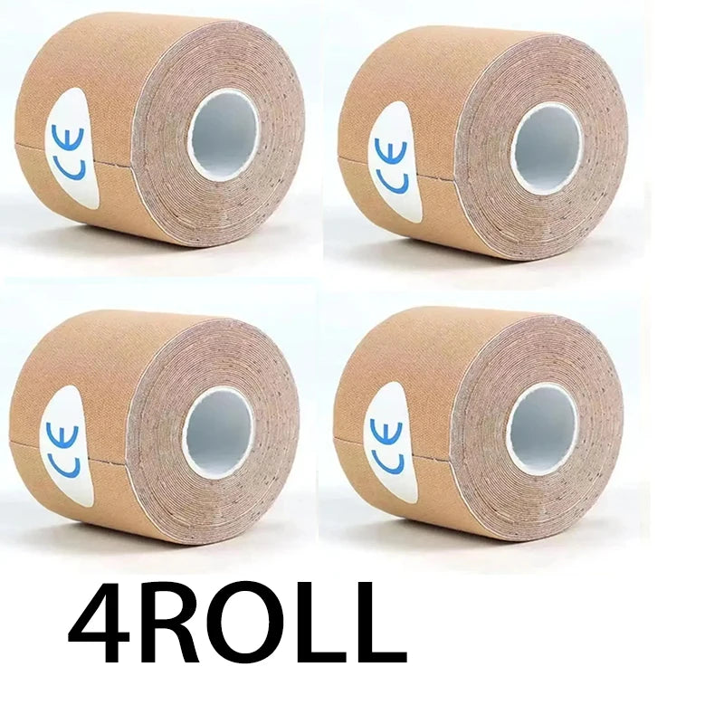 4 Roll Ride Force Kinesiology Tape Athletic Recovery Self Adherent Wrap Taping Medical Muscle Pain Relief Knee Pads Protector
