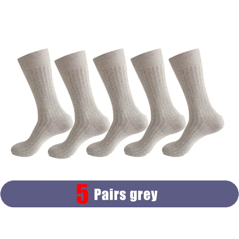 Mans Socks Long Plus Large Size Cotton Solid Striped Business Boneless Soft Breathable Sweat-Absorbing Party Dress Crew Socks