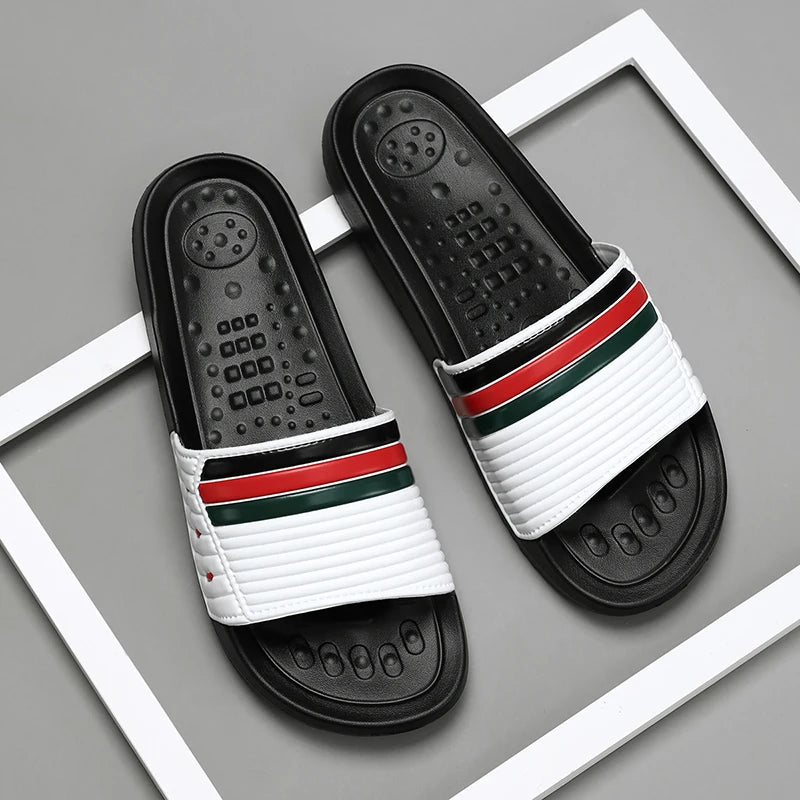 Men Shoes EVA Slippers Striped Cloud Thick-soled Sandals Summer Soft Bottom Slides Beach Slippers Male Indoor Outdoor EVA Slides
