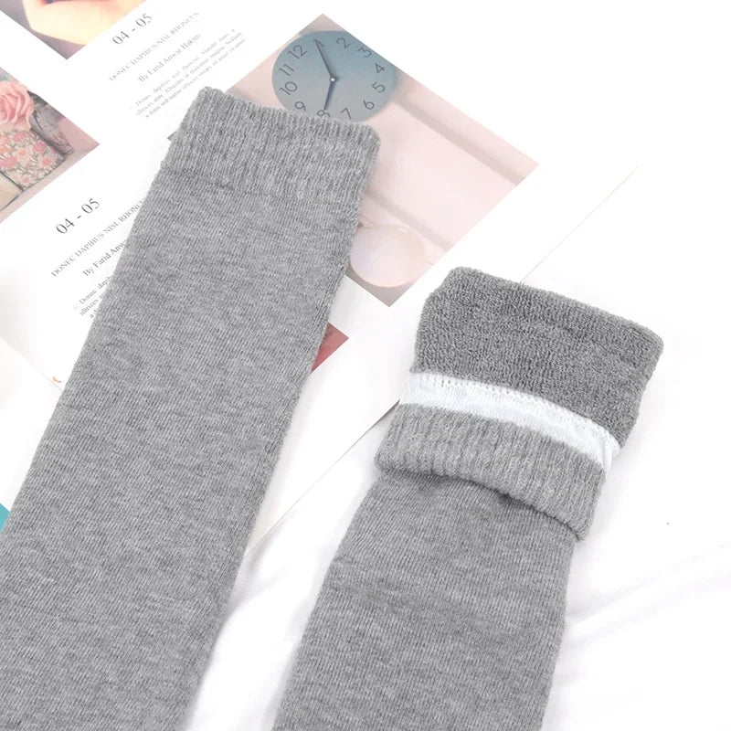 Winter Men's Knee Long Socks Harajuku Wool Keep Warm Longer Stocking Compression Terry Cycling Socks Cotton Thicken Sokken Gift