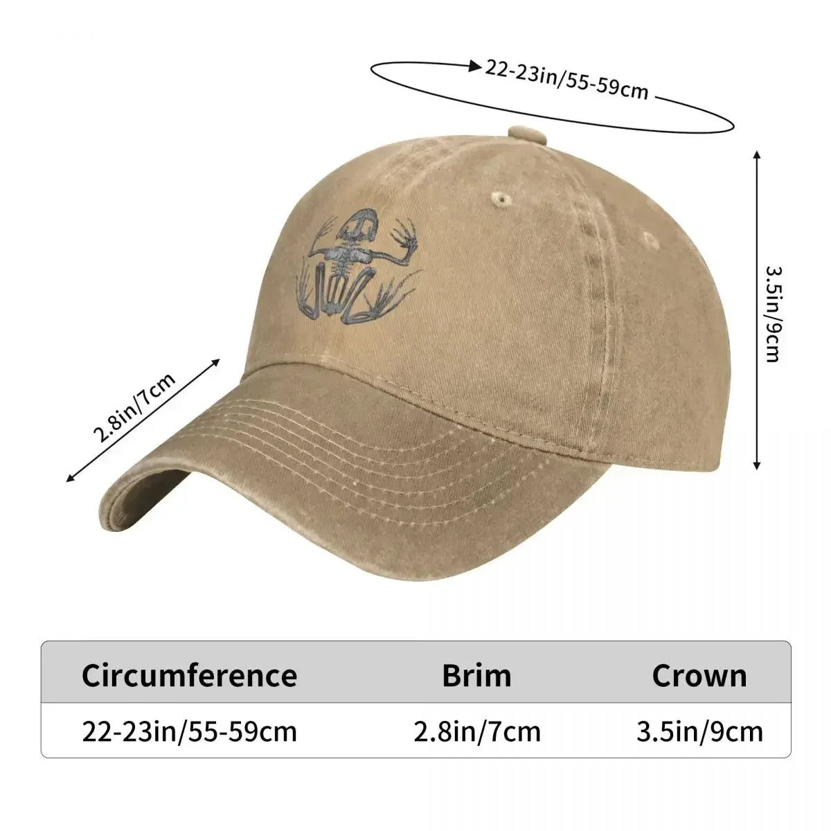Frog Skeleton Baseball Caps Snapback Washed Denim Hats Outdoor Adjustable Casquette Streetwear Baseball Cowboy Hat for Unisex