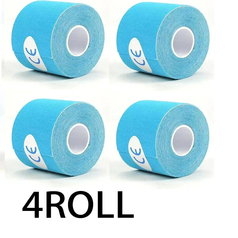 4 Roll Ride Force Kinesiology Tape Athletic Recovery Self Adherent Wrap Taping Medical Muscle Pain Relief Knee Pads Protector