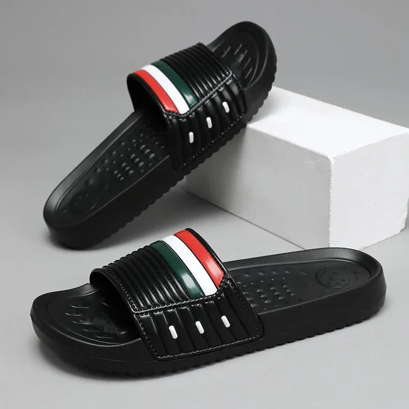 Men Shoes EVA Slippers Striped Cloud Thick-soled Sandals Summer Soft Bottom Slides Beach Slippers Male Indoor Outdoor EVA Slides