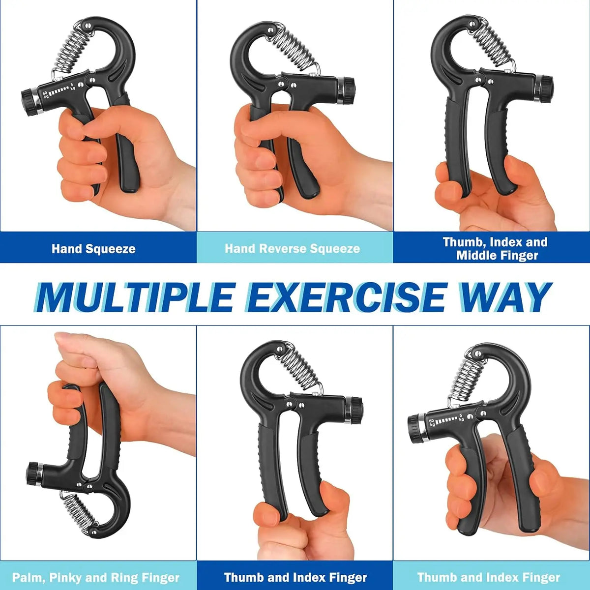 Grip Strength Trainer,Hand Grip Exerciser,Adjustable 11-132 Lbs (5-60kg) for Muscle Building & Injury Recovery, Forearm Exercise