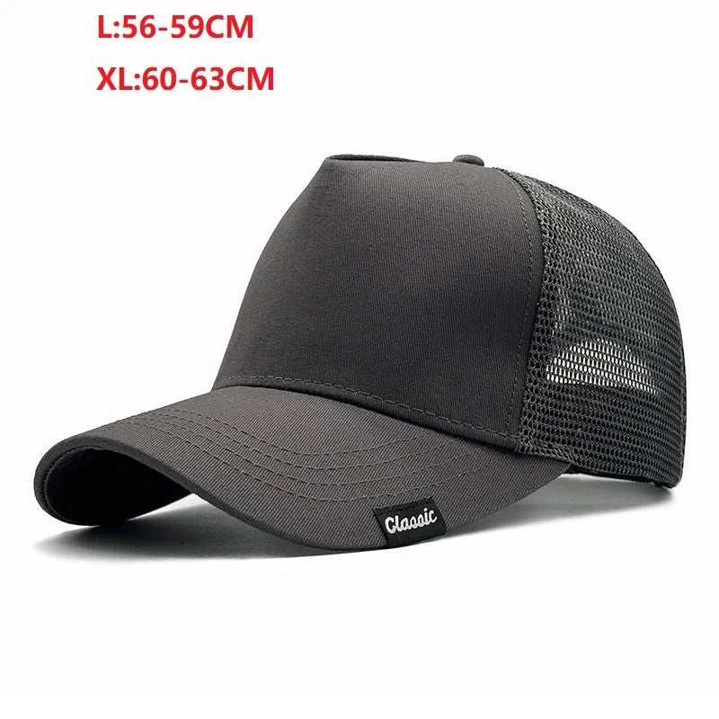 Summer Big/Small Head Mesh Baseball Cap Outdoors Large Sun Caps Oversize Plus Size Trucker Hat 55-60cm 60-65cm