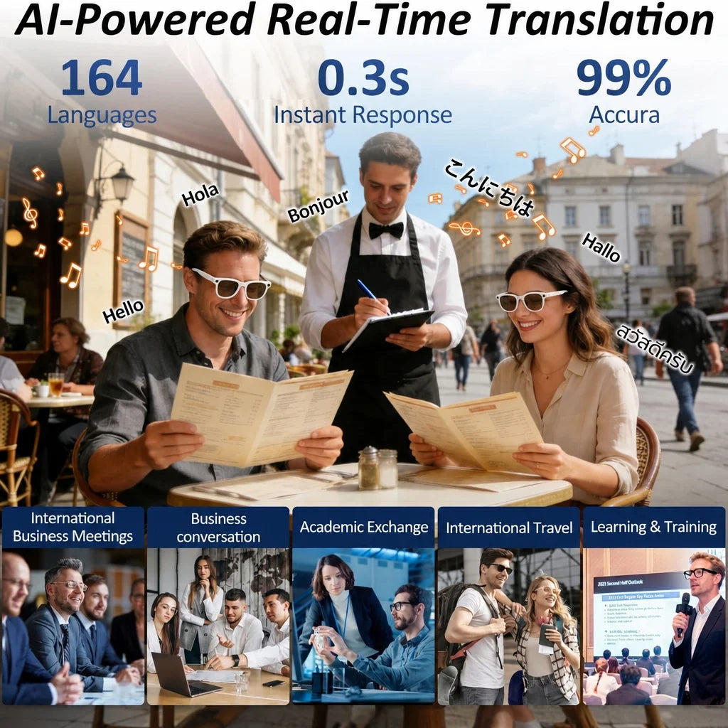 TOP 1 AI Smart Glasses 8MP POV Video Recording 3600mAh Battery Real-Time Translation AI Assistant Photochromic Glasses Men Women