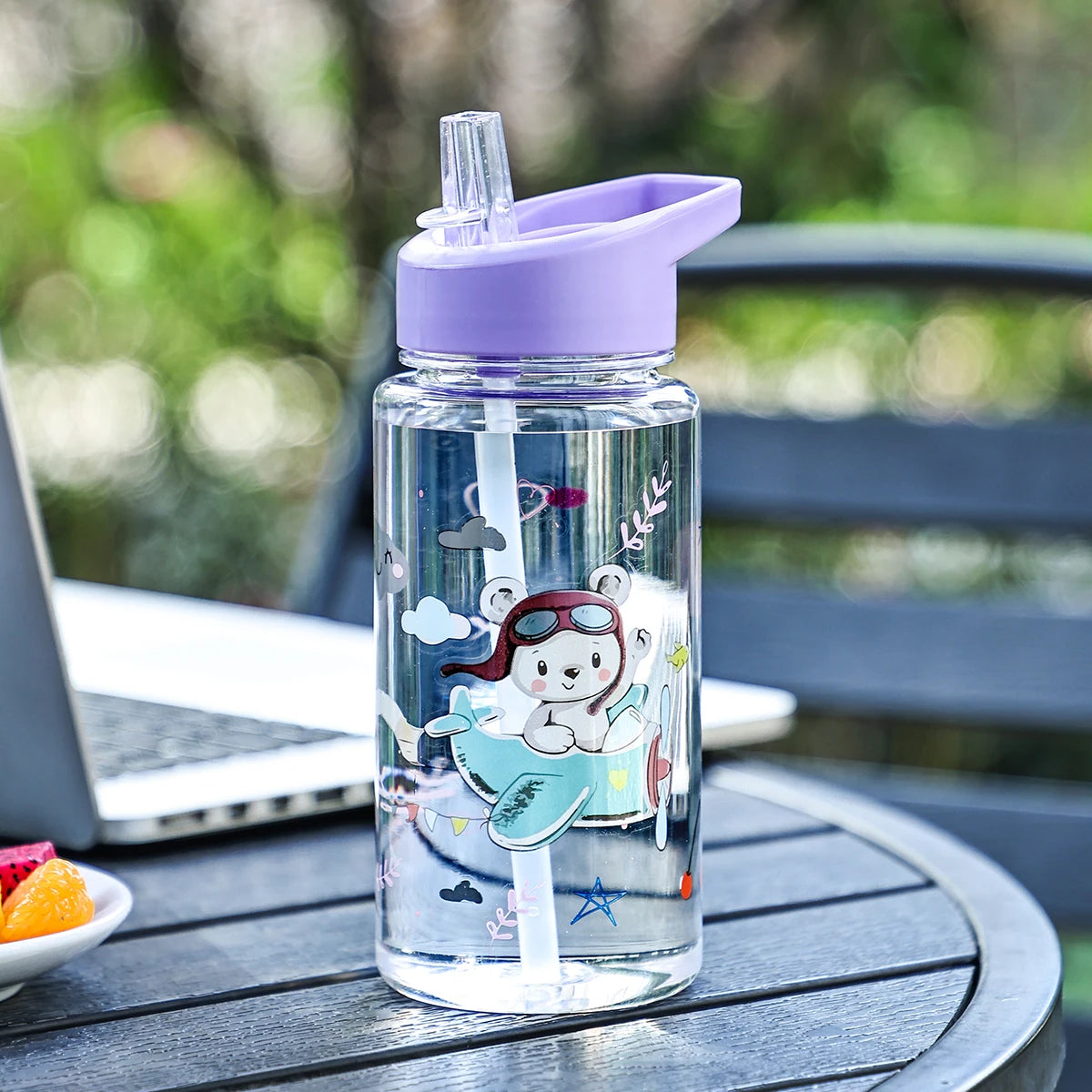 A 500ml Straw Cup, Cute and Portable Dinosaur Ice Cream Water Bottle, Outdoor Portable Cute Cup Water Bottle